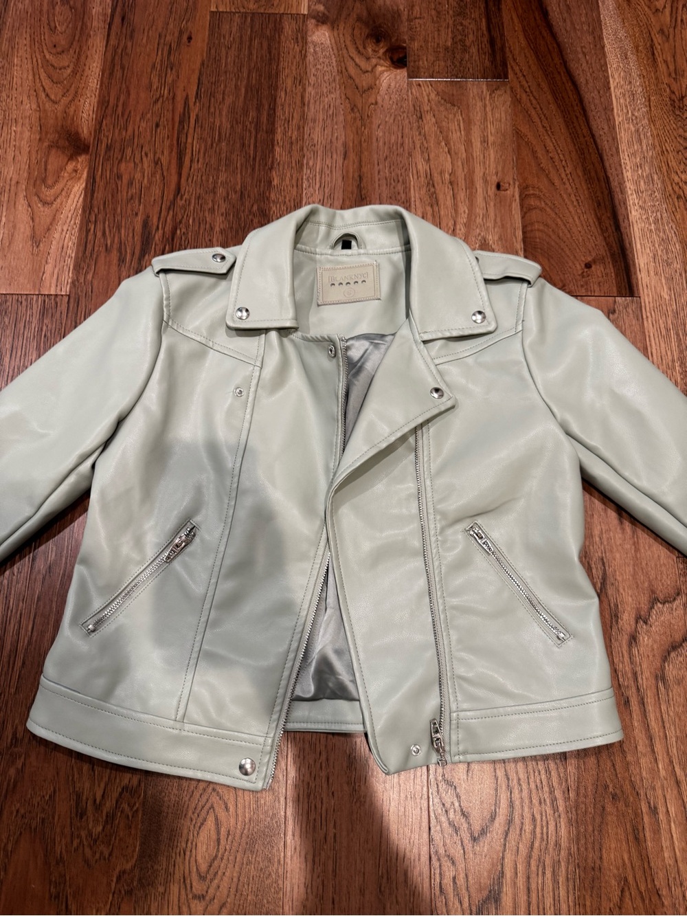 Blanknyc, Women’s Light Sage Faux Leather Moto Jacket